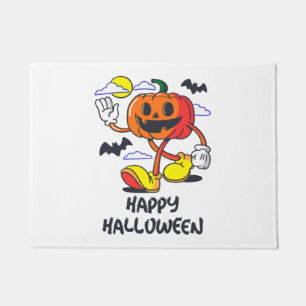 Retro Halloween Comic Pumpkin Illustration Doormat