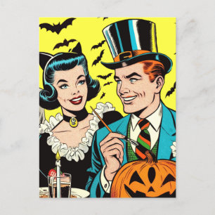 Retro Halloween Comics Postcard
