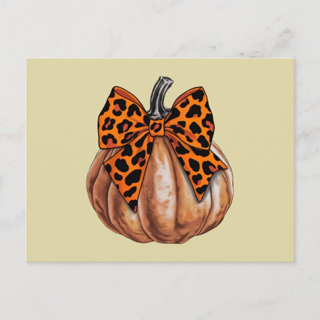Retro Halloween Coquette Bow Pumpkin Spooky Fall  Postcard (Front)