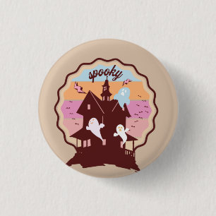Retro Halloween Costume Spooky Haunted House Ghost 3 Cm Round Badge