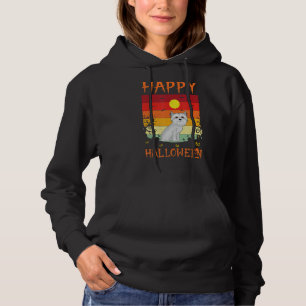 Retro Halloween Costumes Matching Maltese Dog Hall Hoodie