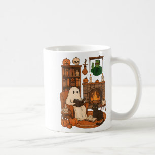Retro Halloween Cosy Ghost Reading Book By 90s Fra Coffee Mug