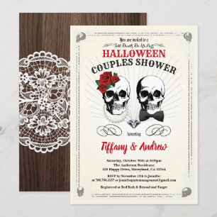 Retro Halloween couples shower invitation