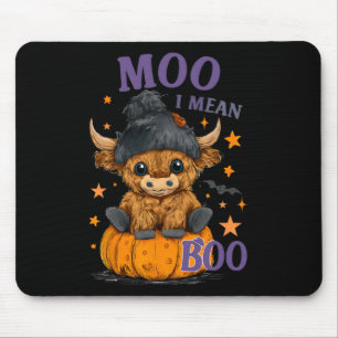 Retro Halloween Cow Moo I Mean Boo Funny Fall 1 Mouse Pad