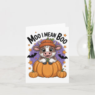 Retro Halloween Cow Moo I Mean Boo Funny Fall Card