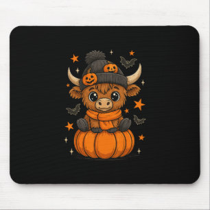 Retro Halloween Cow Pumpkin Fall Cow Thanksgiving Mouse Pad
