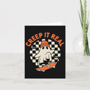 Retro Halloween Creep It Real Ghost Boy Fall Seaso Card