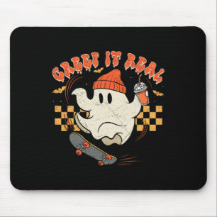 Retro Halloween Creep It Real Ghost Boy Fall Seaso Mouse Pad