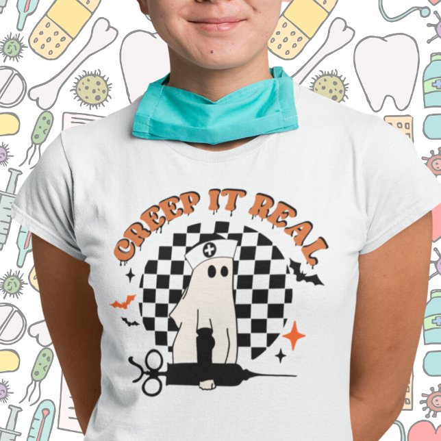 Retro Halloween  Creep it Real Nurse  T-Shirt (Creator Uploaded)