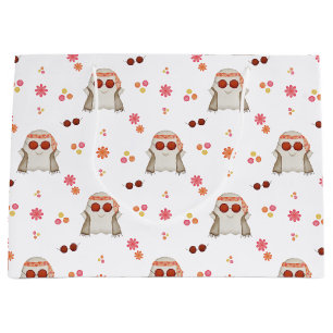 Retro Halloween Cute Kids Floral Ghost Large Gift Bag