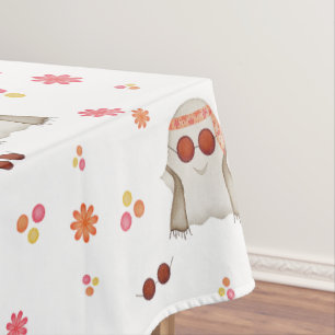 Retro Halloween Cute Kids Floral Ghost Tablecloth