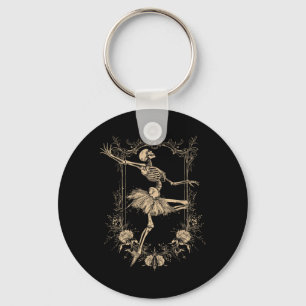 Retro Halloween Dancing Ballerina Skeleton Goth De Key Ring