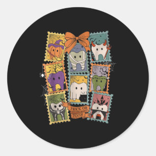 Retro Halloween Dentist Dental Squad Dental Hygien Classic Round Sticker