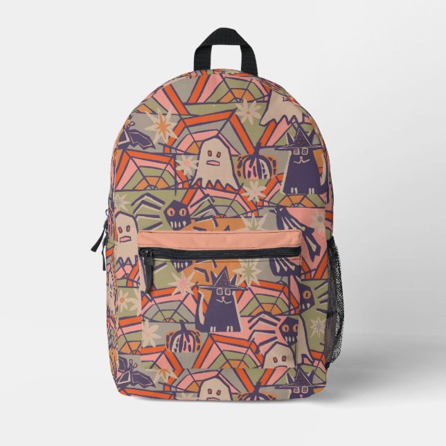 Retro Halloween Disco Party Printed Backpack (Front)