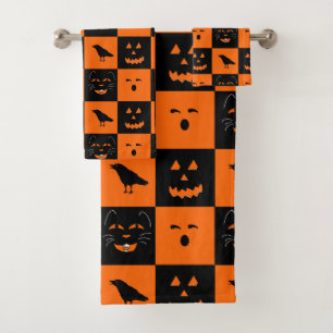 Retro Halloween Faces towel set