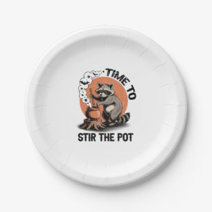 Retro Halloween Feral Time to Stir The Pot Paper Plate