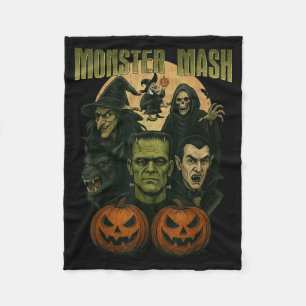 Retro Halloween Funny Monster Classic Spooky Fleece Blanket