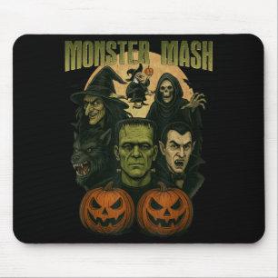 Retro Halloween Funny Monster Classic Spooky Mouse Pad