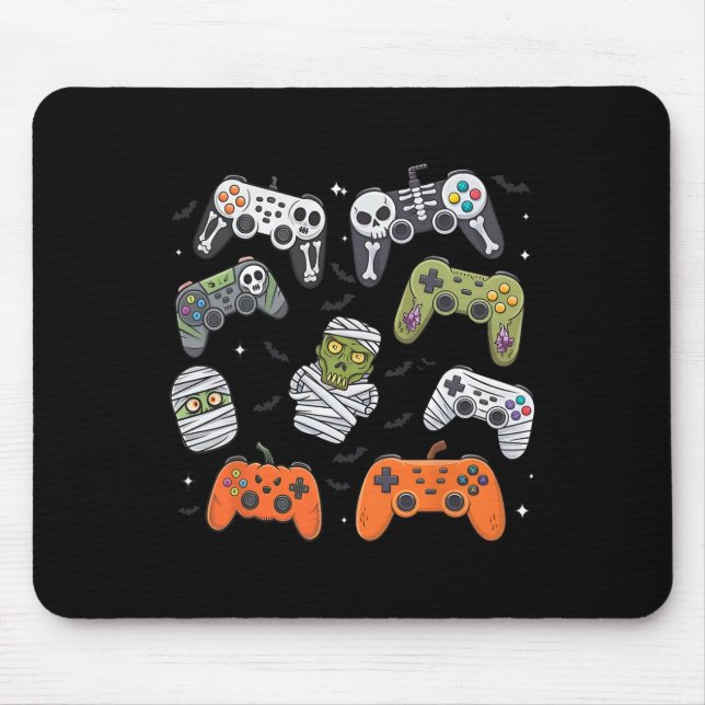 Retro Halloween Gaming Controller Skeleton Game Ha Mouse Pad (Front)