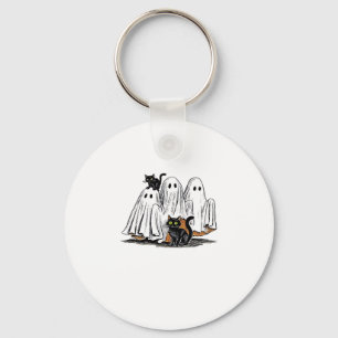 Retro Halloween Ghost and Cat Oversized T-Shirt Key Ring