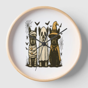 Retro Halloween Ghost French Bulldog Gothic Png Clock