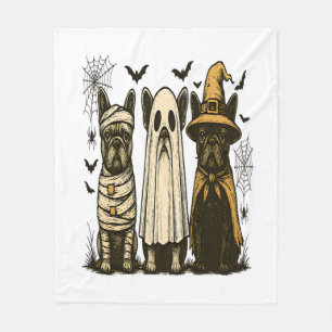 Retro Halloween Ghost French Bulldog Gothic Png Fleece Blanket
