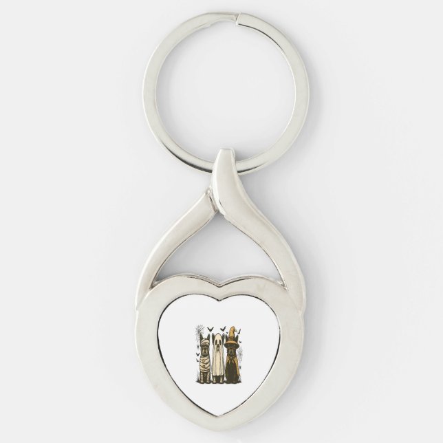 Retro Halloween Ghost French Bulldog Gothic Png Key Ring (Front)
