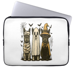 Retro Halloween Ghost French Bulldog Gothic Png Laptop Sleeve