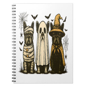 Retro Halloween Ghost French Bulldog Gothic Png Notebook