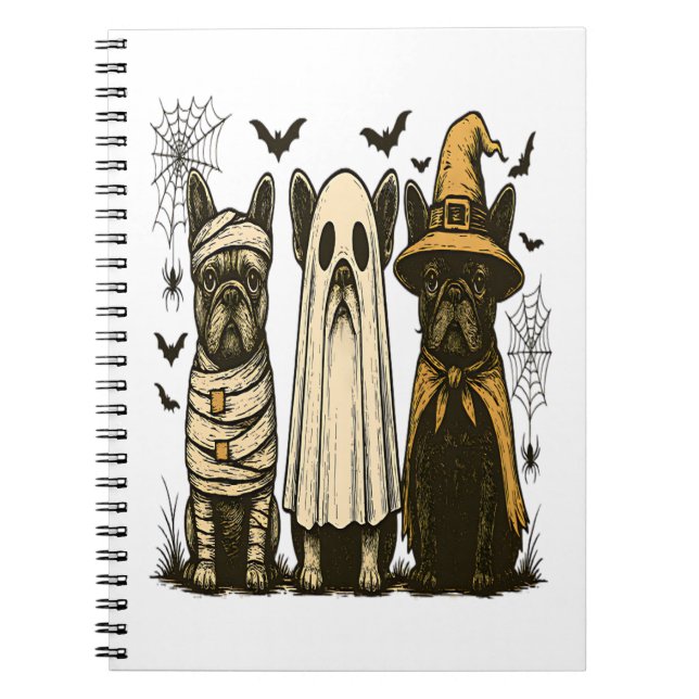 Retro Halloween Ghost French Bulldog Gothic Png Notebook (Front)