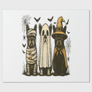 Retro Halloween Ghost French Bulldog Gothic Png Wrapping Paper