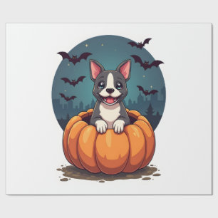 Retro Halloween Ghost French Bulldog Gothic Png Wrapping Paper