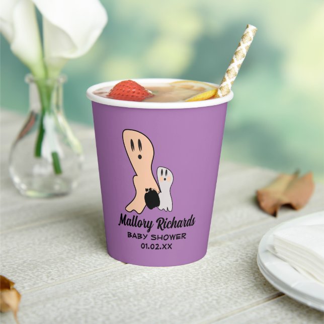 Retro Halloween Ghost Our Little Boo Baby Shower   Paper Cups (Insitu)