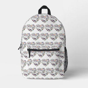 Retro Halloween Ghosts and Pumpkin Heart shape Printed Backpack