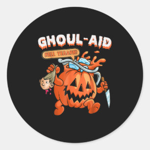 Retro Halloween Ghoul Aid Funny Killer Pumpkin Hor Classic Round Sticker