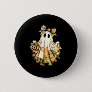 Retro Halloween Green Camo Patchwork Soky Ghost Wo 6 Cm Round Badge