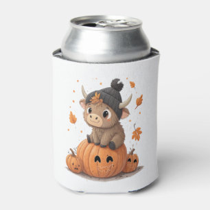 Retro Halloween Highland Cow 2 Can Cooler
