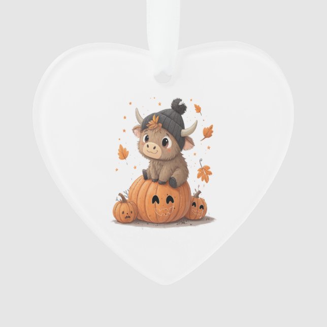 Retro Halloween Highland Cow 2 Ornament (Front)