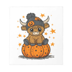 Retro Halloween Highland Cow Notepad