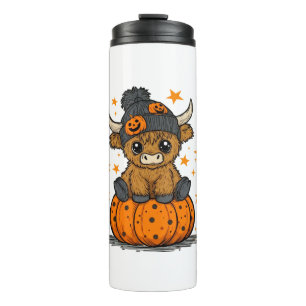 Retro Halloween Highland Cow Thermal Tumbler