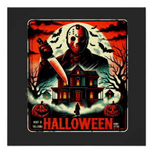 Retro Halloween Horror Night 80s Slasher Vibes Poster