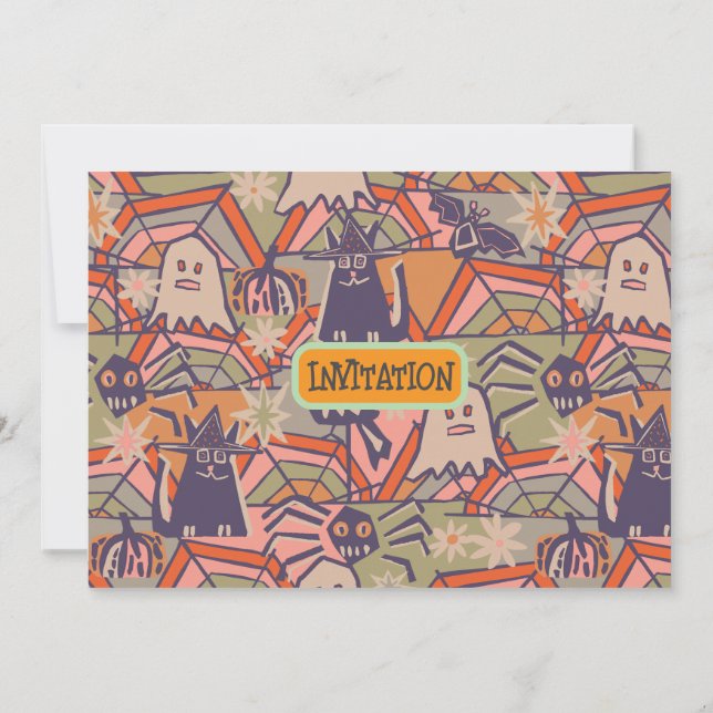 Retro Halloween  Invitation (Back)