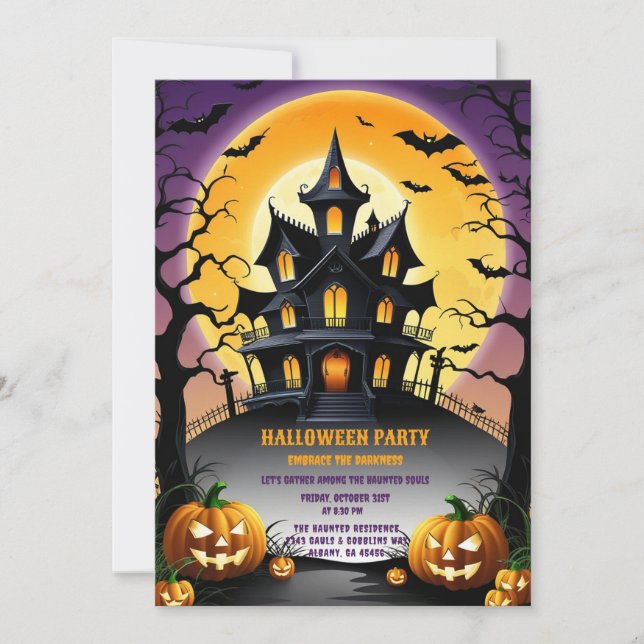 Retro Halloween Invitation Day of Haunting Spirits (Front)