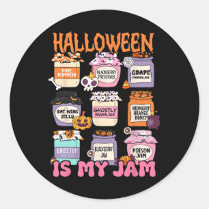 Retro Halloween Is My Jam Spooky Season Scary Fall Classic Round Sticker