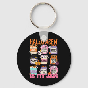 Retro Halloween Is My Jam Spooky Season Scary Fall Key Ring