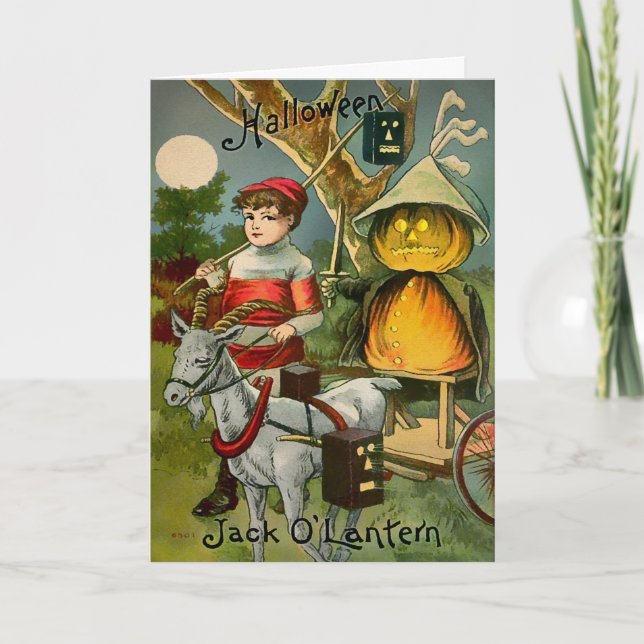 Retro Halloween Jack O' Lantern Card (Front)