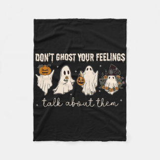 Retro Halloween Mental Health Don't Ghost Your Fee Fleece Blanket