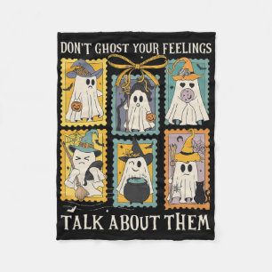 Retro Halloween Mental Health Don't Ghost Your Fee Fleece Blanket