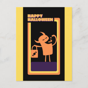 Retro Halloween Monster Trick or Treat Postcard