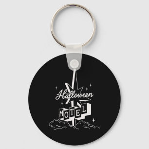 Retro Halloween Motel Shirt Creepy Vintage Haunted Key Ring